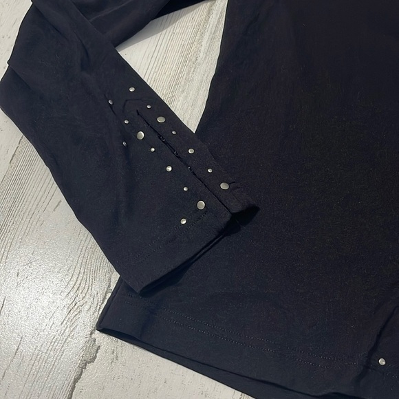 Harley Davidson Black Long Sleeve Collared Shirt  Hook and Eye Closure Size M - Picture 3 of 9